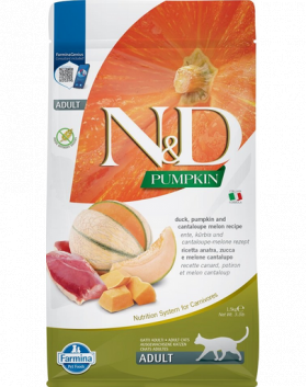 FARMINA N&amp;D Pumpkin Hrana uscata pentru pisici adulte, cu rata si pepene galben, 1.5 kg