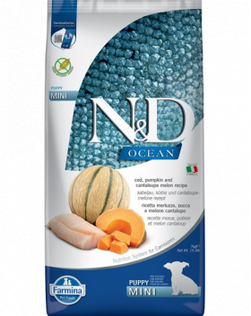 FARMINA N&amp;D Ocean Sac hrana pentru catei talie mica, cu cod, dovleac si pepene galben - 7 kg