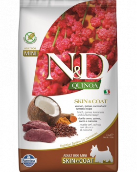 FARMINA N&amp;D Quinoa Hrana dietetica pentru caini adulti talie mica, cu carne de vanat si nuca de cocos 2,5 kg