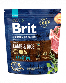 BRIT Premium By Nature Sensitive Lamb hrana uscata caini adulti cu tract digestiv sensibil, cu miel 1 kg