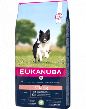 EUKANUBA Dry Base Senior Small &amp; Medium Breeds Lamb &amp; Rice hrana uscata caini seniori talie mica/medie 2.5 kg