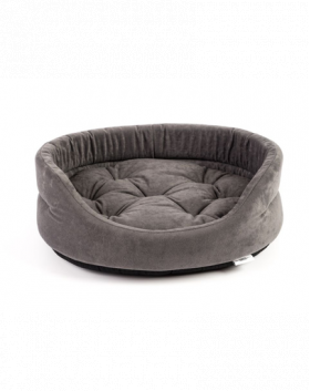 FERA Pat oval cu perna pentru caini, cu perna gri, Marime XS: 47 x 38 x 15