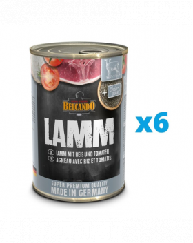 BELCANDO Super Premium hrana umeda pentru caini, cu miel, orez si rosii 6x400 g