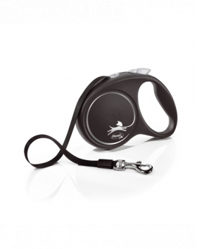 FLEXI Black Design lesa automata cu banda pentru caini, negru, marimea L, 5 m