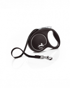 FLEXI Black Design lesa automata cu banda pentru caini, negru, marimea M, 5 m