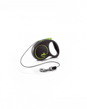 FLEXI Black Design lesa automata cu fir pentru caini, negru cu verde, marimea XS, 3 m