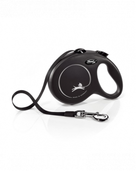 FLEXI New Classic lesa automata cu banda pentru caini, negru, marimea L, 5 m