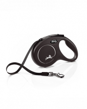 FLEXI New Classic lesa automata pentru caini, negru, marimea M, 5 m