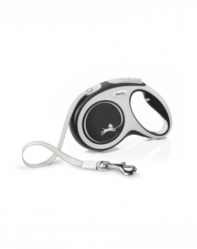 FLEXI New Comfort lesa automata cu banda pentru caini, alb negru, marimea M, 5 m