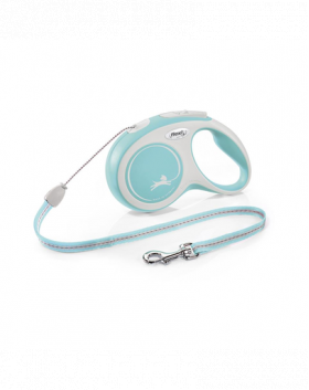 FLEXI New Comfort lesa automata cu banda pentru caini, albastru deschis cu alb, marimea S, 8 m