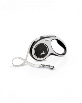 FLEXI New Comfort lesa automata cu banda pentru caini, alb negru, marimea S, 5 m