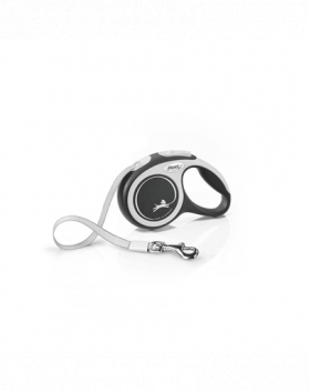 FLEXI New Comfort lesa automata cu banda pentru caini, alb negru, marimea XS, 3 m