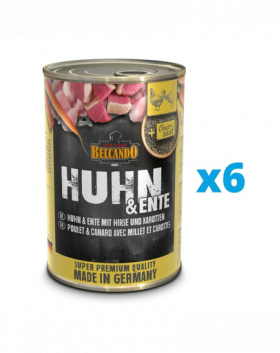 BELCANDO Super Premium hrana umeda pentru caini, pui si rata cu mei si morcovi 6x400 g