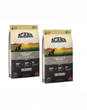 ACANA Light &amp; Fit Dog hrana uscata caini adulti supraponderali 22.8 kg (2 x 11.4 kg)