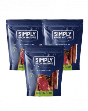 SIMPLY FROM NATURE Recompense sticks pentru caini, cu carne de caprioara 3 x 7 buc