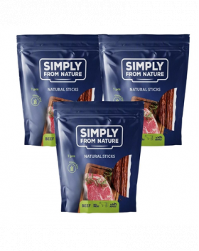 SIMPLY FROM NATURE Recompense Sticks pentru caini, cu vita 3 x 7 buc