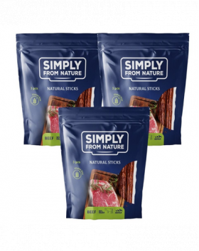 SIMPLY FROM NATURE Nature Sticks recompense pentru caini, cu vita 3 x 3 buc