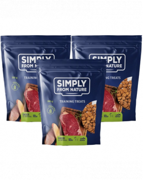 SIMPLY FROM NATURE Training Treats recompense pentru caini, cu carne de caprioara 3 x 300 g