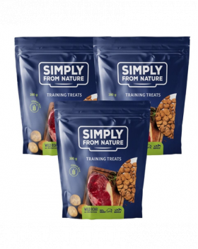 SIMPLY FROM NATURE Training Treats recompense pentru dresajul cainilor, cu mistret 3 x 300 g