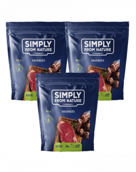 SIMPLY FROM NATURE Carnaciori pentru caini, cu carne de cerb 3 x 200 g