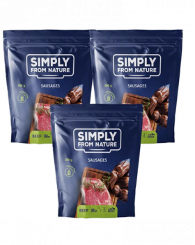 SIMPLY FROM NATURE Carnaciori recompense pentru caini, cu vita 3 x 200 g