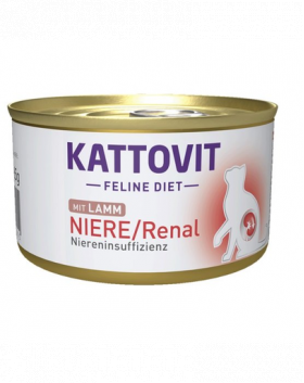 KATTOVIT Feline Diet Niere/Renal Lamb hrana umeda dietetica pentru pisici cu afectiuni ale rinichilor, cu miel 85 g