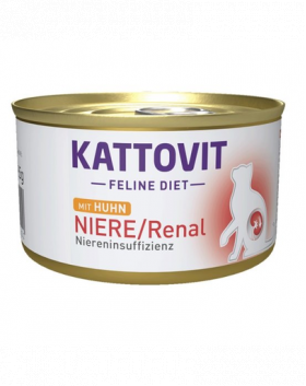 KATTOVIT Feline Diet Niere/Renal hrana umeda dietetica pentru pisici cu afectiuni ale rinichilor, cu pui 85 g