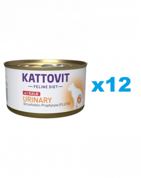 KATTOVIT Feline Diet Urinary Veal hrana umeda dietetica pentru pisici cu afectiuni urinare, cu vitel 12 x 85 g