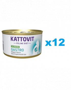 KATTOVIT Feline Diet Gastro Turkey hrana umeda dietetica pentru pisici cu afectiuni gastrointestinale, curcan 12 x 85 g