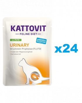 KATTOVIT Feline Diet Urinary hrana umeda dietetica pentru pisici in prevenirea pietrelor struvit, curcan 24 x 85 g