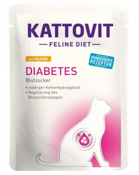 KATTOVIT Feline Diet Diabetes hrana umeda dietetica pentru pisici cu diabet, pui 85 g