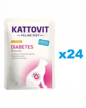 KATTOVIT Feline Diet Diabetes hrana umeda dietetica pentru pisici cu diabet, pui 24 x 85 g