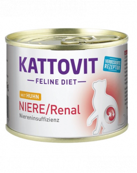 KATTOVIT Feline Diet Niere/Renal hrana umeda dietetica pentru pisici cu afectiuni ale rinichilor, cu pui 185 g