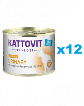 KATTOVIT Feline Diet Urinary hrana umeda dietetica pentru pisici in prevenirea pietrelor struvit, cu pui 12 x 185 g