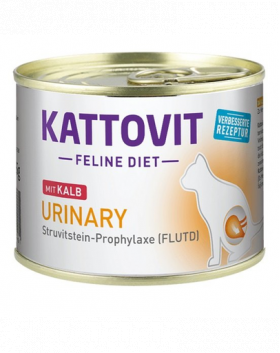 KATTOVIT Feline Diet Urinary hrana umeda dietetica pentru pisici in prevenirea pietrelor struvit, cu vitel 185 g