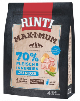 RINTI MAX-I-MUM Junior Chicken hrana uscata caini juniori, cu pui 4 kg