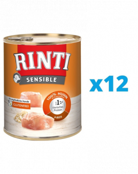 RINTI Sensible hrana umeda caini adulti cu alergii alimentare, cu pui si orez 12 x 800 g