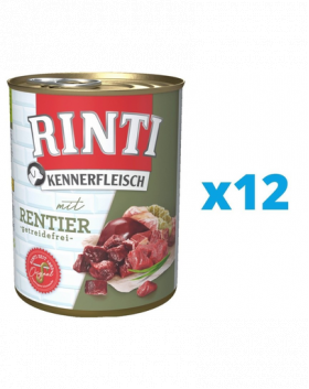 RINTI Kennerfleisch Reindeer conserve hrana umeda caini 12 x 800 g, cu ren