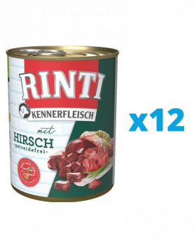 RINTI Kennerfleisch Venison hrana umeda caini adulti 12 x 800 g, cu vanat