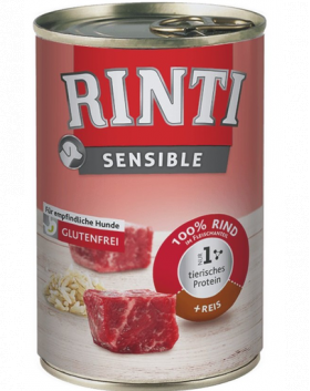 RINTI Sensible hrana umeda pentru caini adulti cu alergii alimentare, cu vita si orez 400 gr