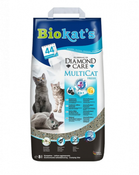 BIOKAT'S Diamond Care Multicat Fresh 8 L nisip pentru pisici, din bentonita