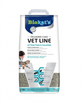 BIOKAT'S Diamond Care Vet Line Attracting&amp;Calming 10 L nisip pentru pisici, din bentonita cu efect de calmare si atragere