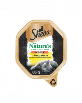 SHEBA Nature's Collection Hrana umeda pentru pisici adulte, set cu pui si ardei in sos 22 x 85 g