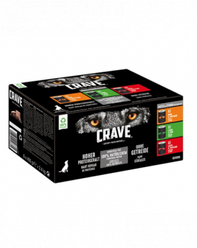 CRAVE Dog Dose Mixed Multipack Hrana umeda pentru caini adulti, mix de carne 6x400 g