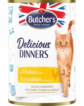 BUTCHER'S Delicious Dinners hrana umeda pisici, bucati de pui in jeleu 400g