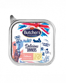 BUTCHER'S Classic Delicious Dinner Cat Hrana umeda pentru pisici adulte, cu somon si marar in sos 100 g