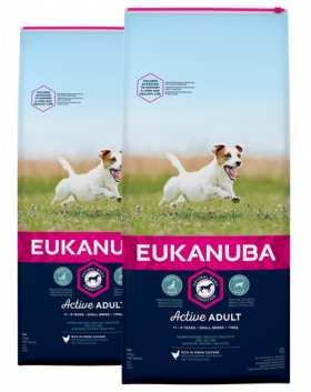 EUKANUBA Active Adult Small Breed 30 kg (2 x 15kg) hrana uscata caini adulti de talie mica, cu pui