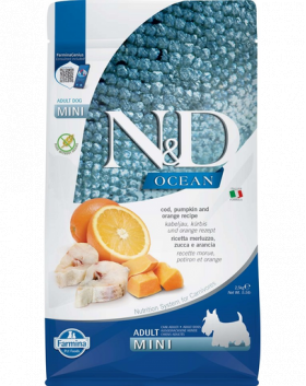 FARMINA Ocean dog codfish, pumpkin and orange Hrana uscata pentru caini adulti de talie mica, cu cod, dovleac si portocale 2,5 kg