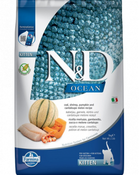 FARMINA N&amp;D Ocean Hrana uscata pisoi, pisici gestante si care alapteaza, cu cod, creveți, dovleac si pepene galben - 5 kg