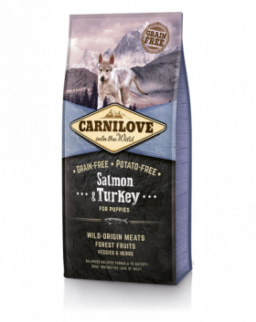 CARNILOVE Puppy Salmon&amp;Turkey Hrana uscata pentru catei de toate rasele, cu somon si curcan 4 kg